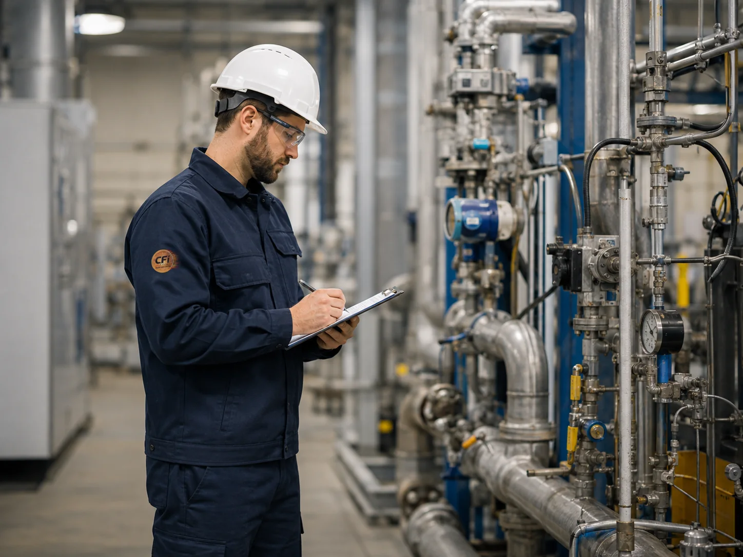 Illustration d'une inspection de paramètres process sur une installation industrielle