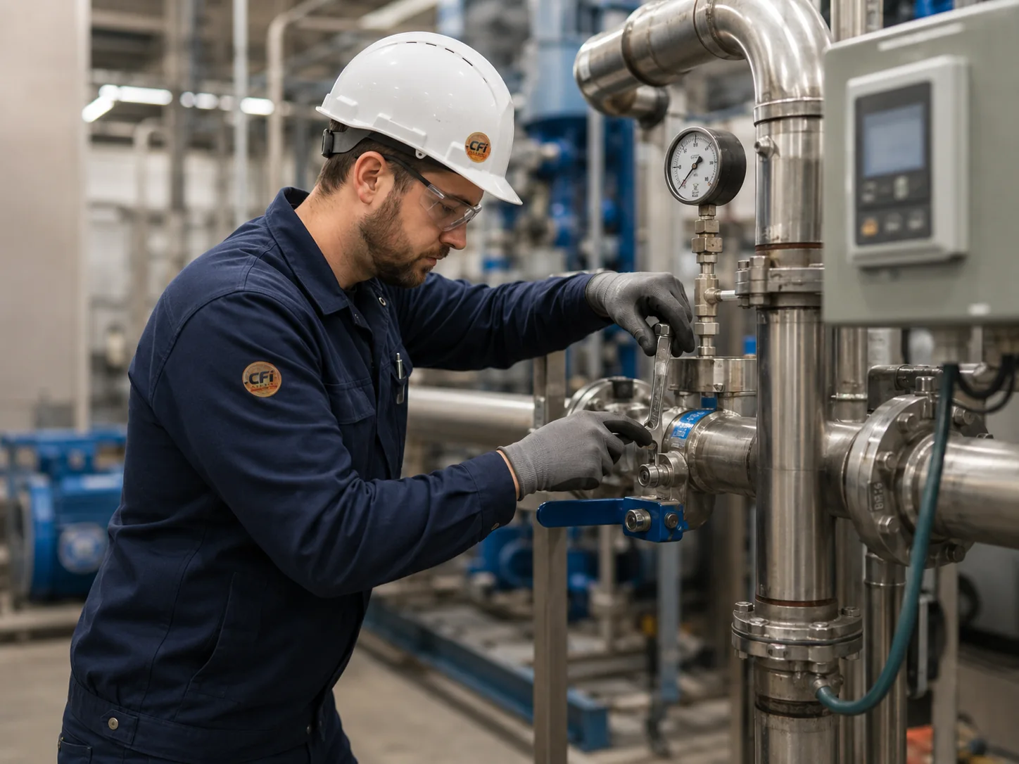 Illustration d'une intervention sur tuyauterie et instrumentation industrielle